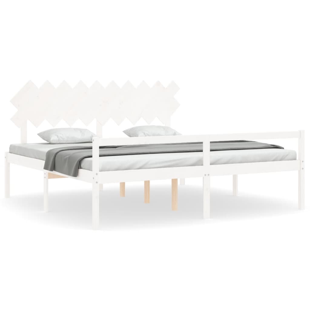 Seniorenbed Met Hoofdbord Massief Hout 200 x 200 cm Wit