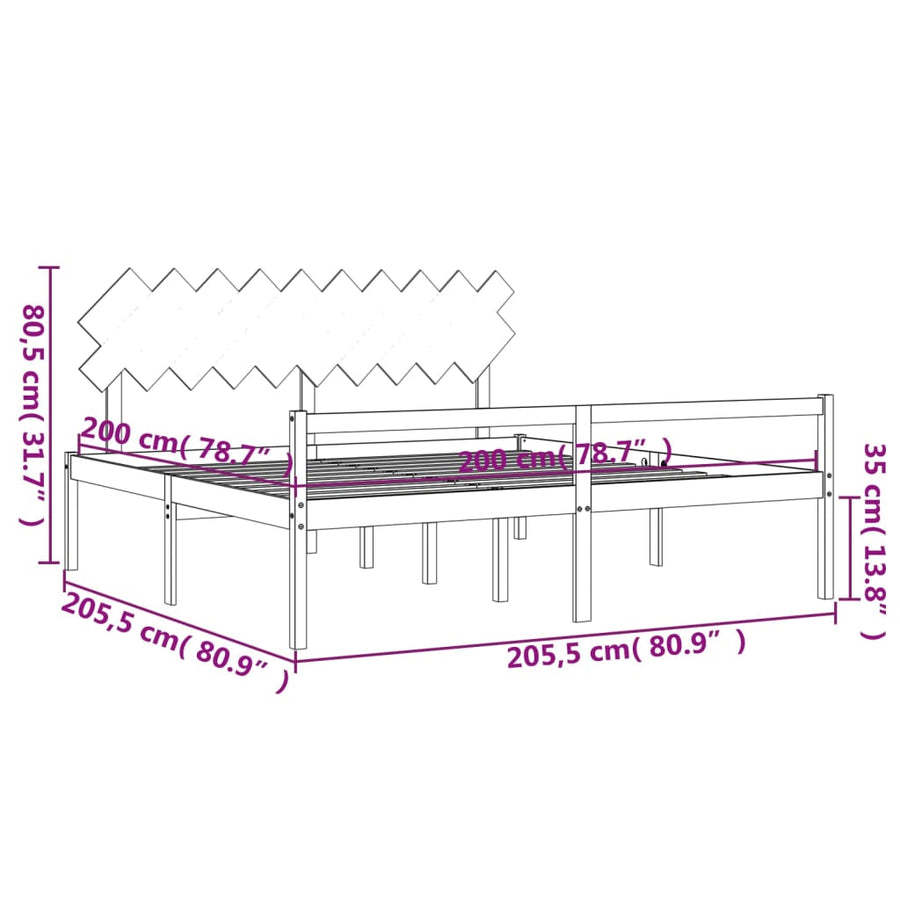 Seniorenbed Met Hoofdbord Massief Hout 200 x 200 cm Wit