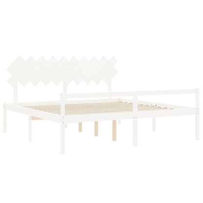 Seniorenbed Met Hoofdbord Massief Hout 200 x 200 cm Wit