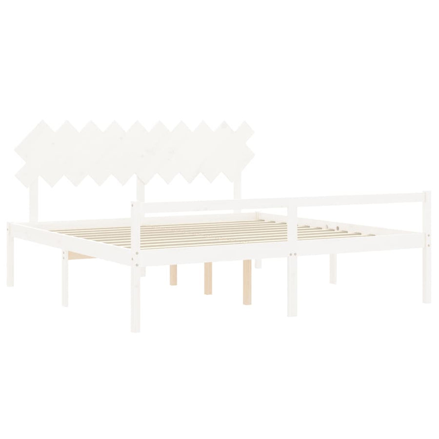 Seniorenbed Met Hoofdbord Massief Hout 200 x 200 cm Wit