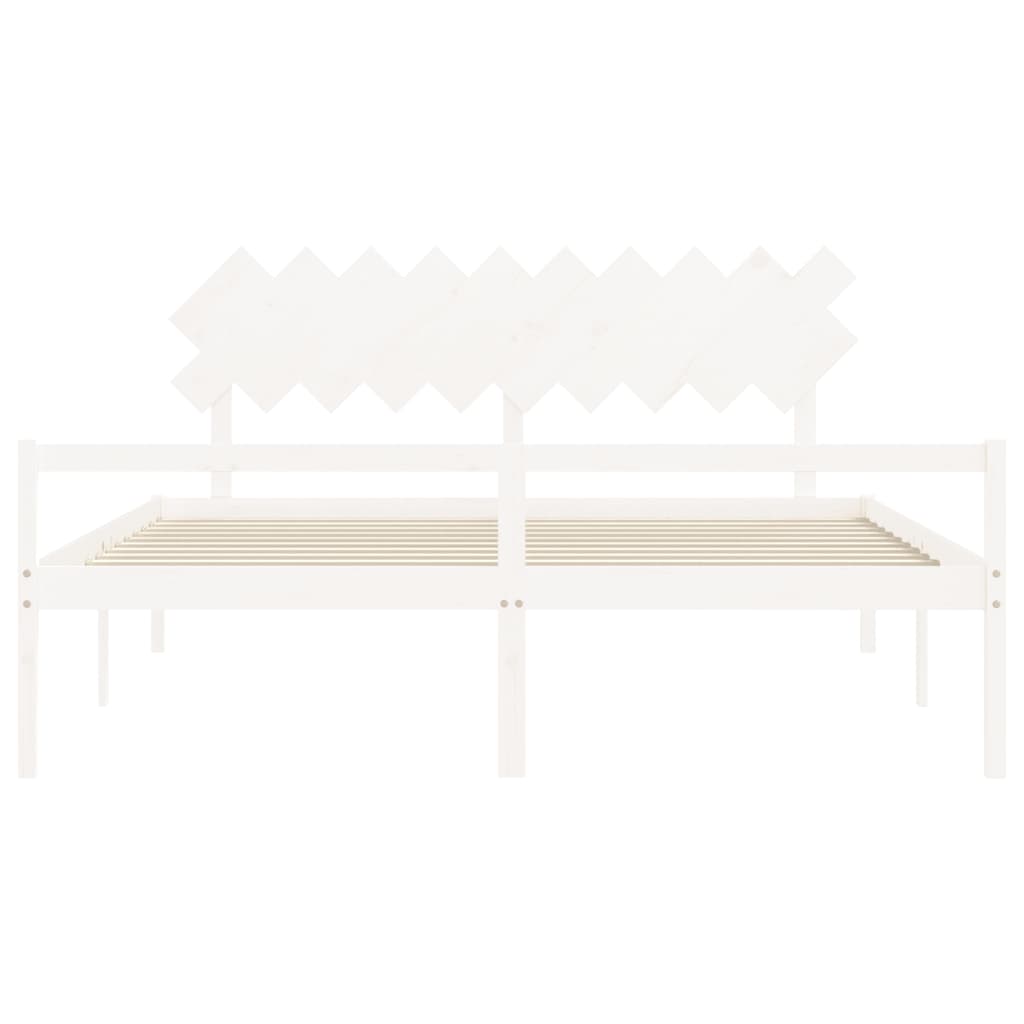 Seniorenbed Met Hoofdbord Massief Hout 200 x 200 cm Wit