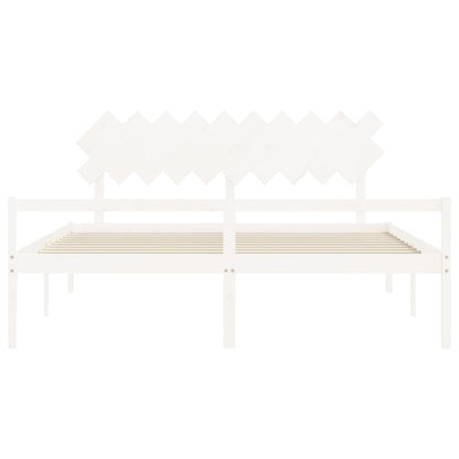 Seniorenbed Met Hoofdbord Massief Hout 200 x 200 cm Wit