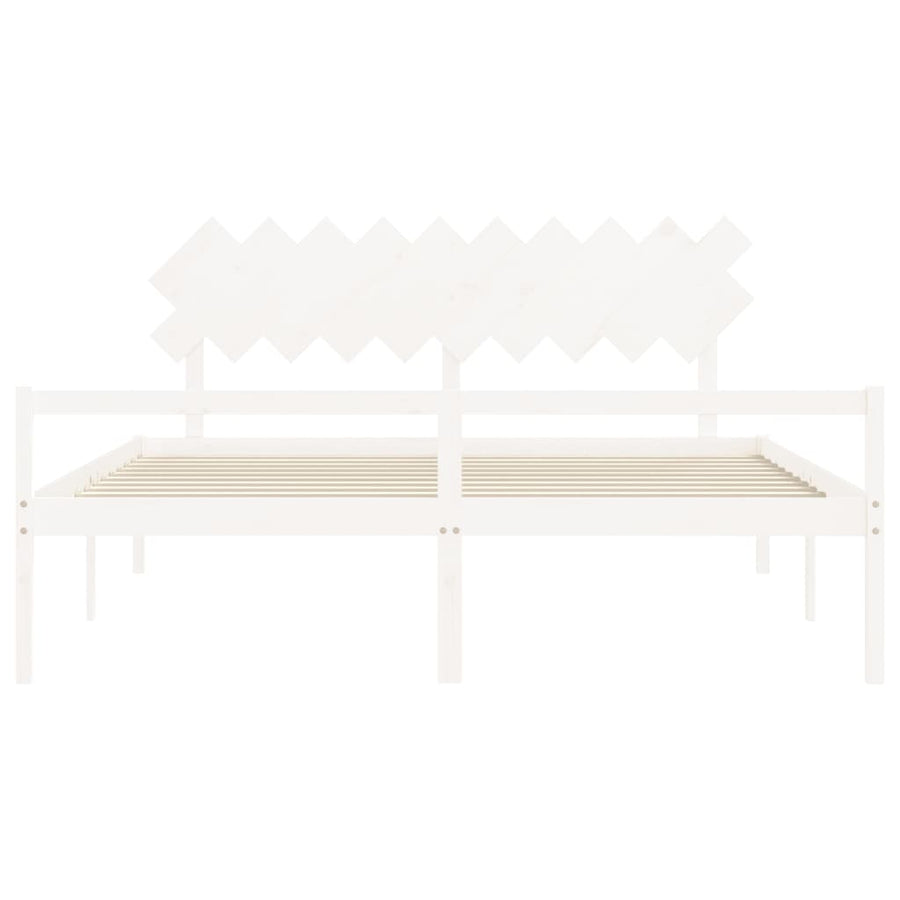 Seniorenbed Met Hoofdbord Massief Hout 200 x 200 cm Wit