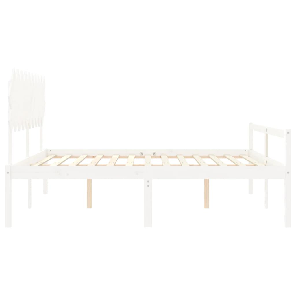 Seniorenbed Met Hoofdbord Massief Hout 200 x 200 cm Wit