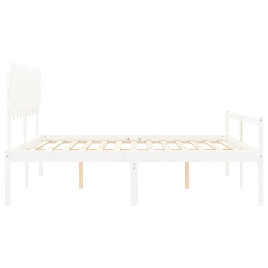 Seniorenbed Met Hoofdbord Massief Hout 200 x 200 cm Wit