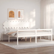 Seniorenbed massief grenenhout wit 200x200 cm