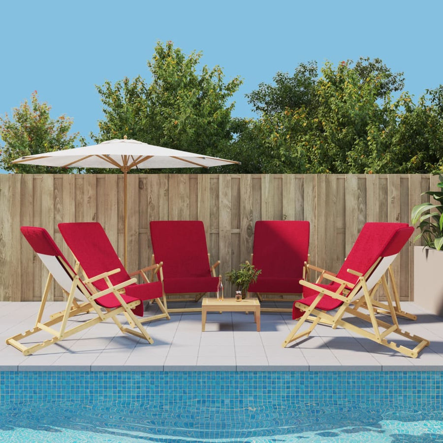 Strandhanddoeken 6 St 400 G/M² 60X135 Cm Stof Bordeauxrood
