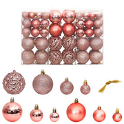 Kerstballen 100 st 3/4/6 cm roze rosé mat glanzend glitter
