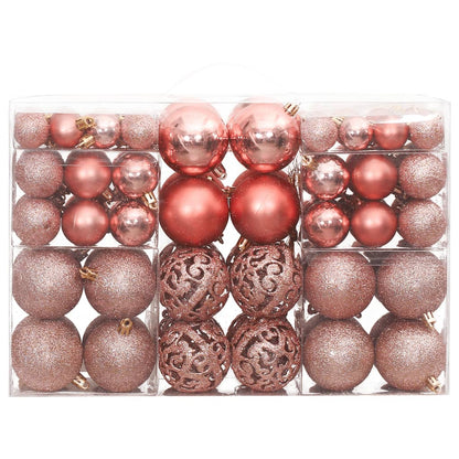 Kerstballen 100 st 3/4/6 cm roze en rosé