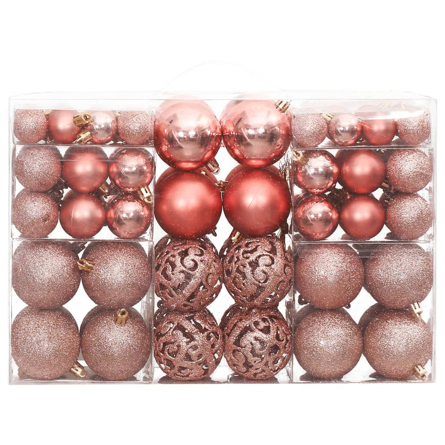 Kerstballen 100 st 3/4/6 cm roze en rosé