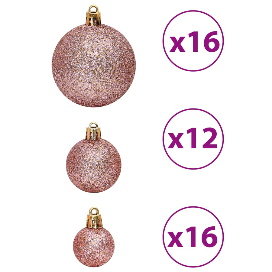 Kerstballen 100 st 3/4/6 cm roze en rosé