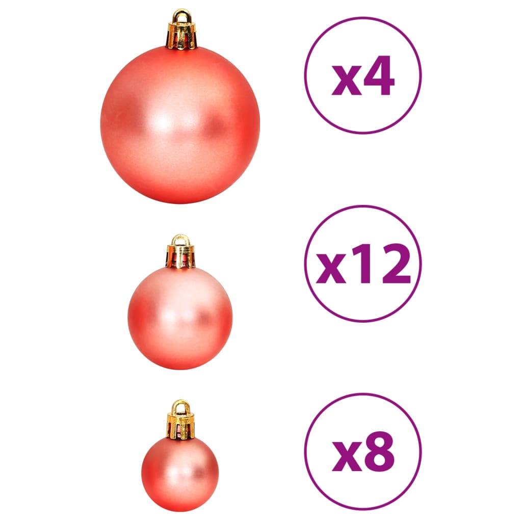 Kerstballen 100 st 3/4/6 cm roze en rosé