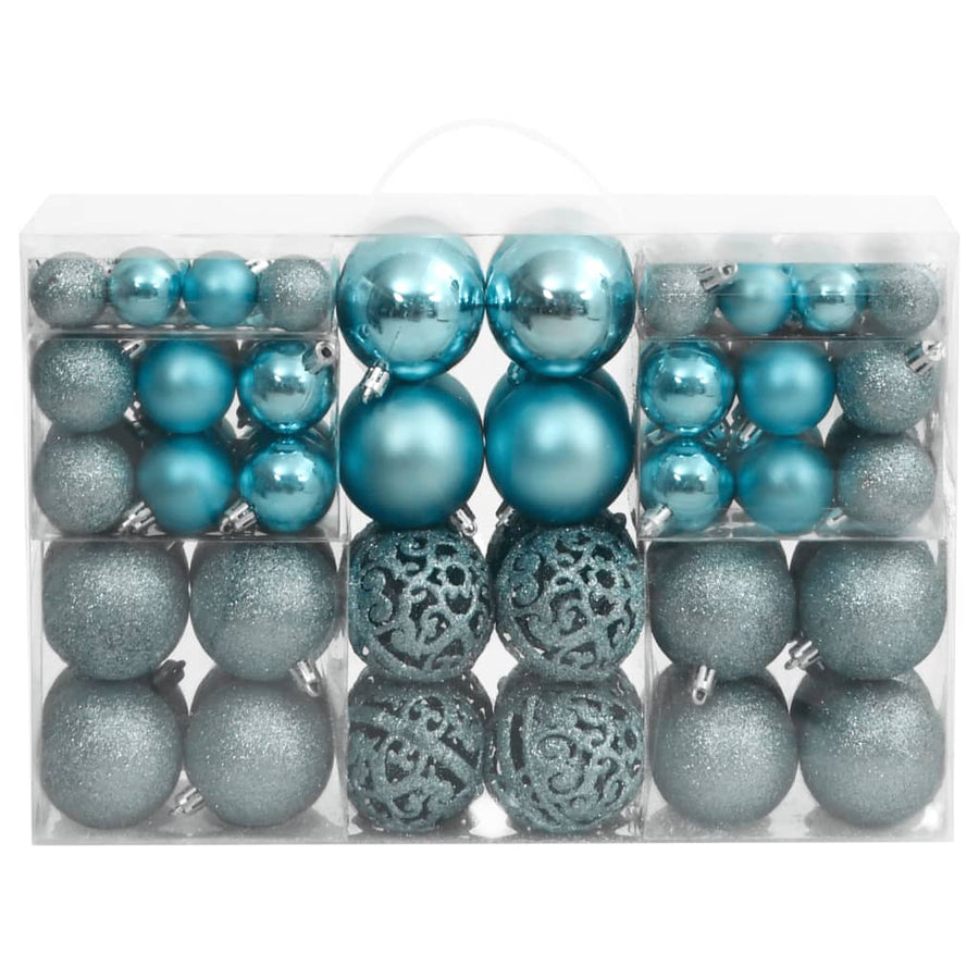 Kerstballen 100 st 3/4/6 cm turquoise