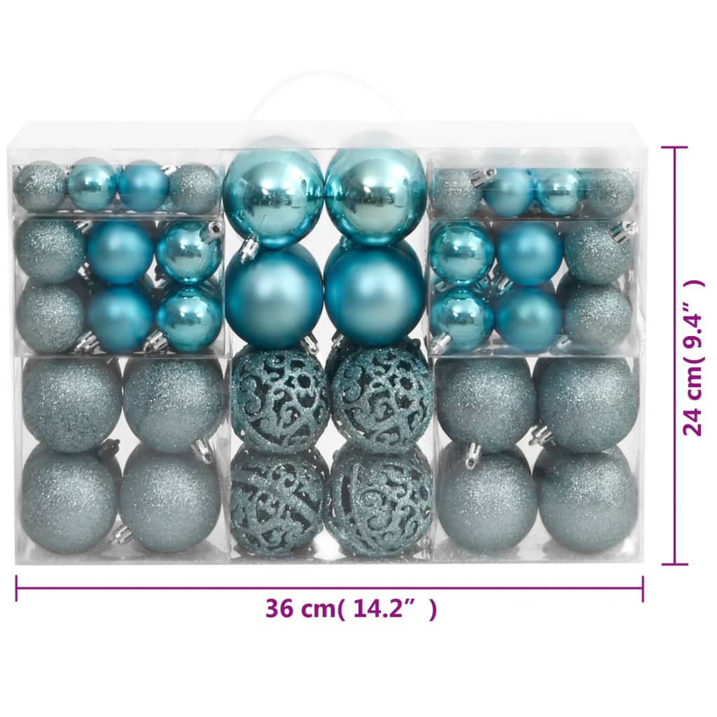 Kerstballen 100 st 3/4/6 cm turquoise