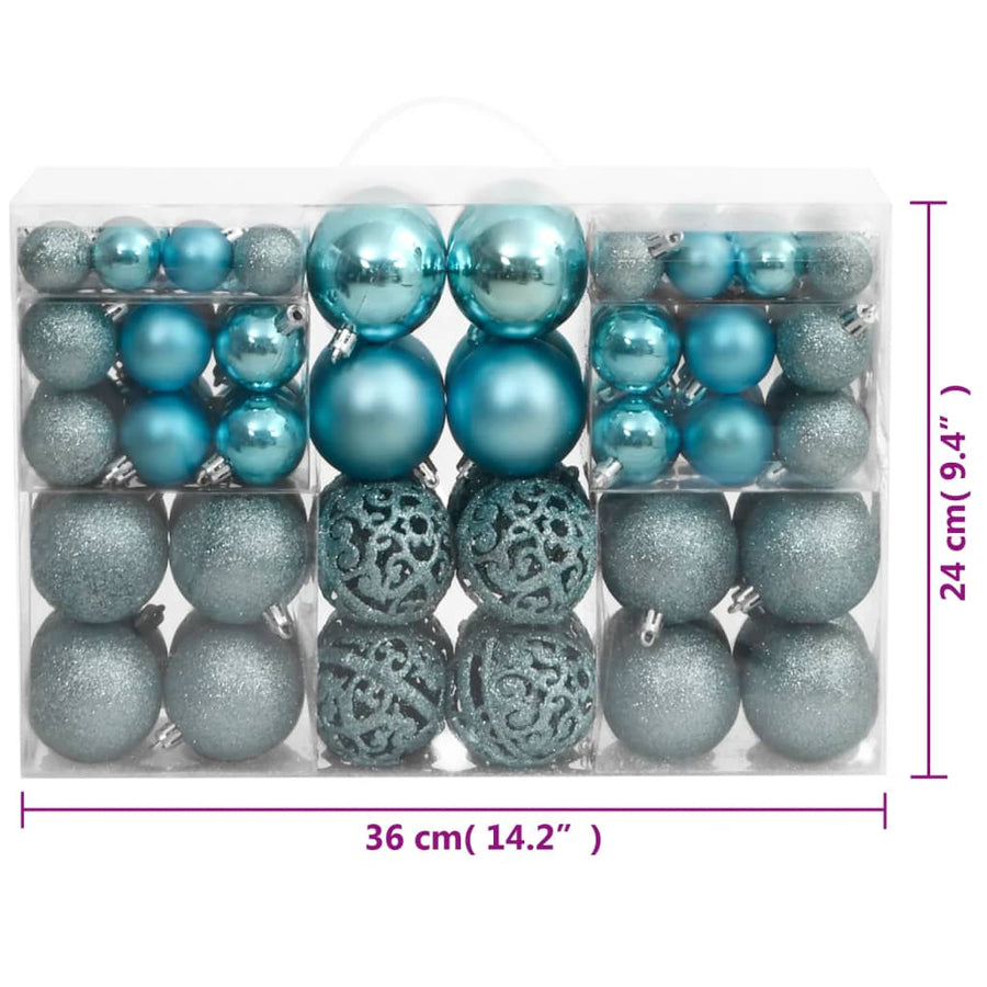 Kerstballen 100 st 3/4/6 cm turquoise
