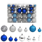 Kerstballen 3/4/6 Cm En Kleurig Zilver en blauw