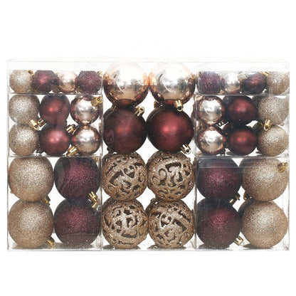 Kerstballen 100 st 3/4/6 cm champagnekleurig en bruin