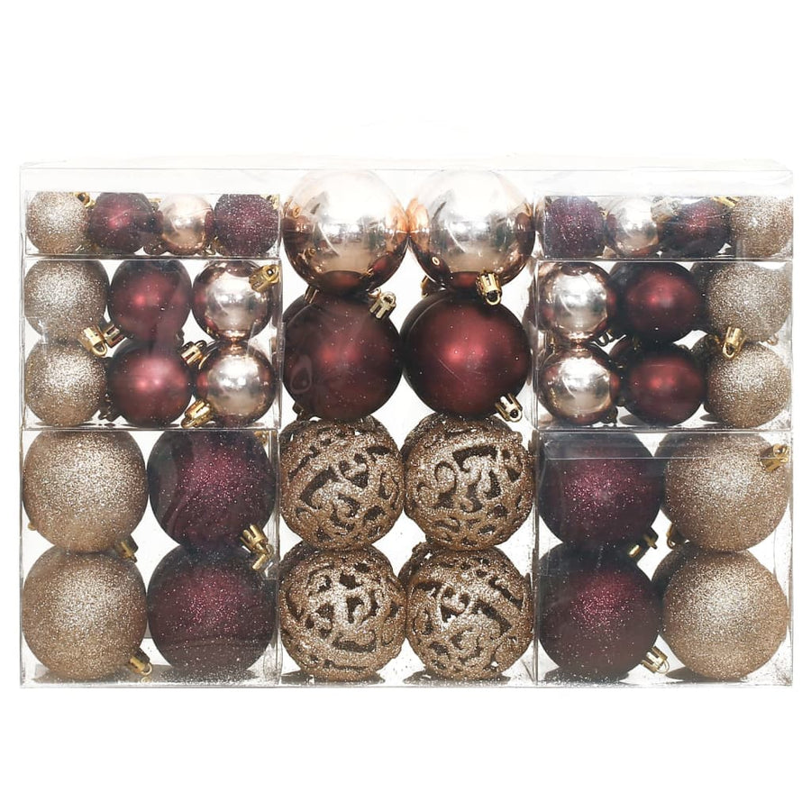 Kerstballen 100 st 3/4/6 cm champagnekleurig en bruin