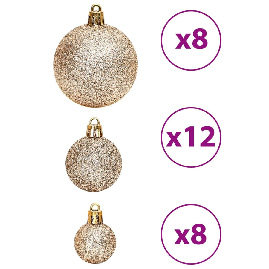 Kerstballen 100 st 3/4/6 cm champagnekleurig en bruin