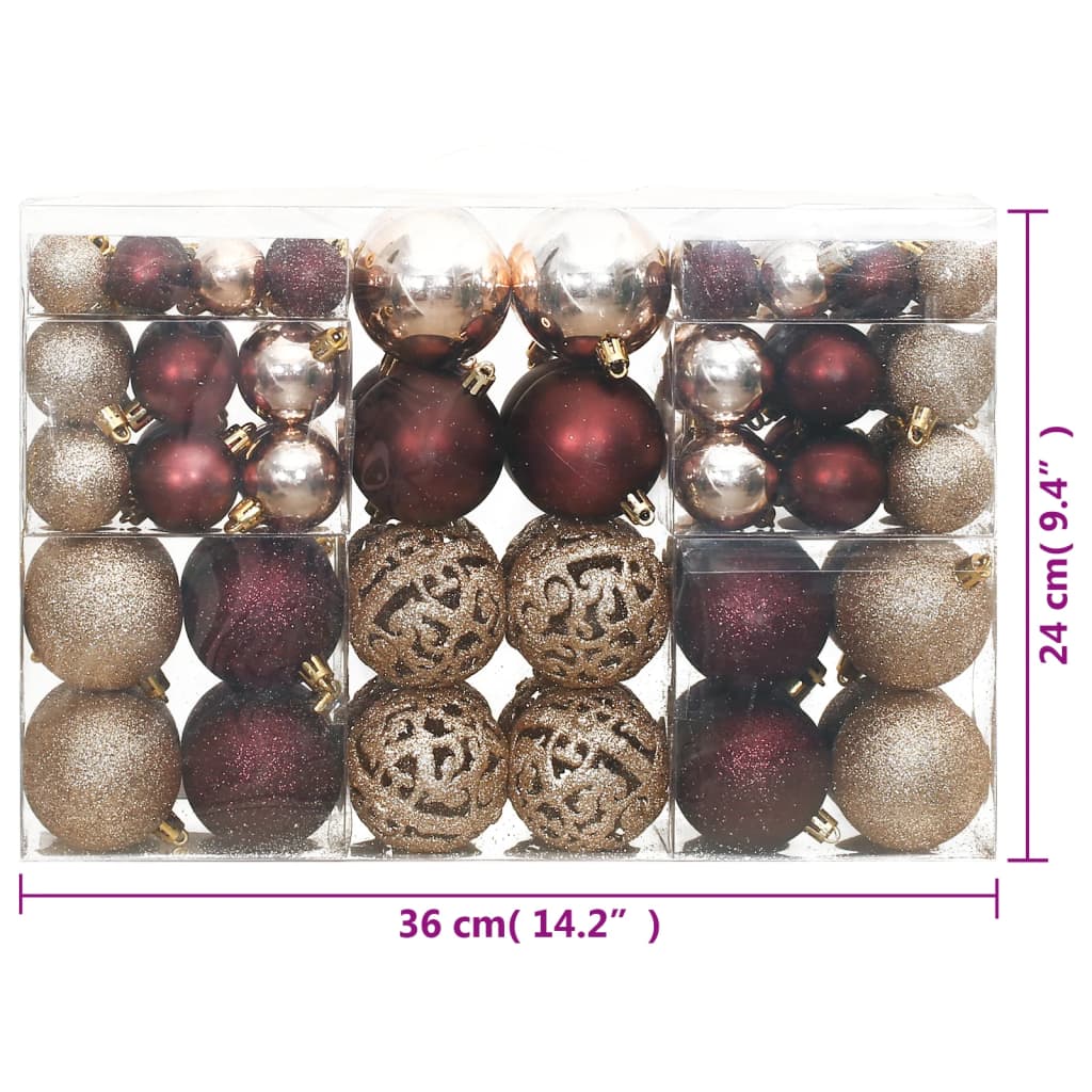 Kerstballen 100 st 3/4/6 cm champagnekleurig en bruin