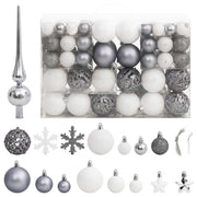 Kerstballenset 111 stuks polystyreen wit grijs