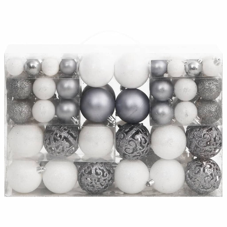 111-Delige Kerstballenset Polystyreen Wit En Grijs