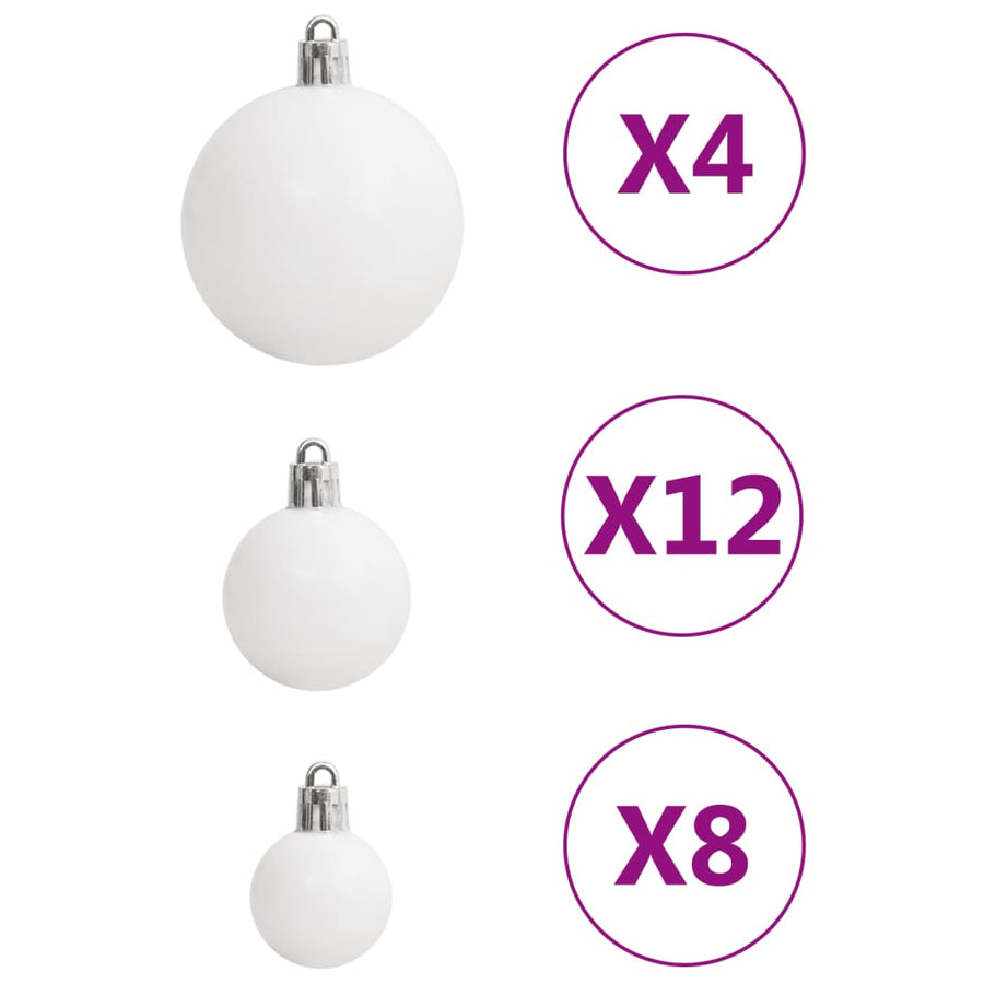 111-Delige Kerstballenset Polystyreen Wit En Grijs