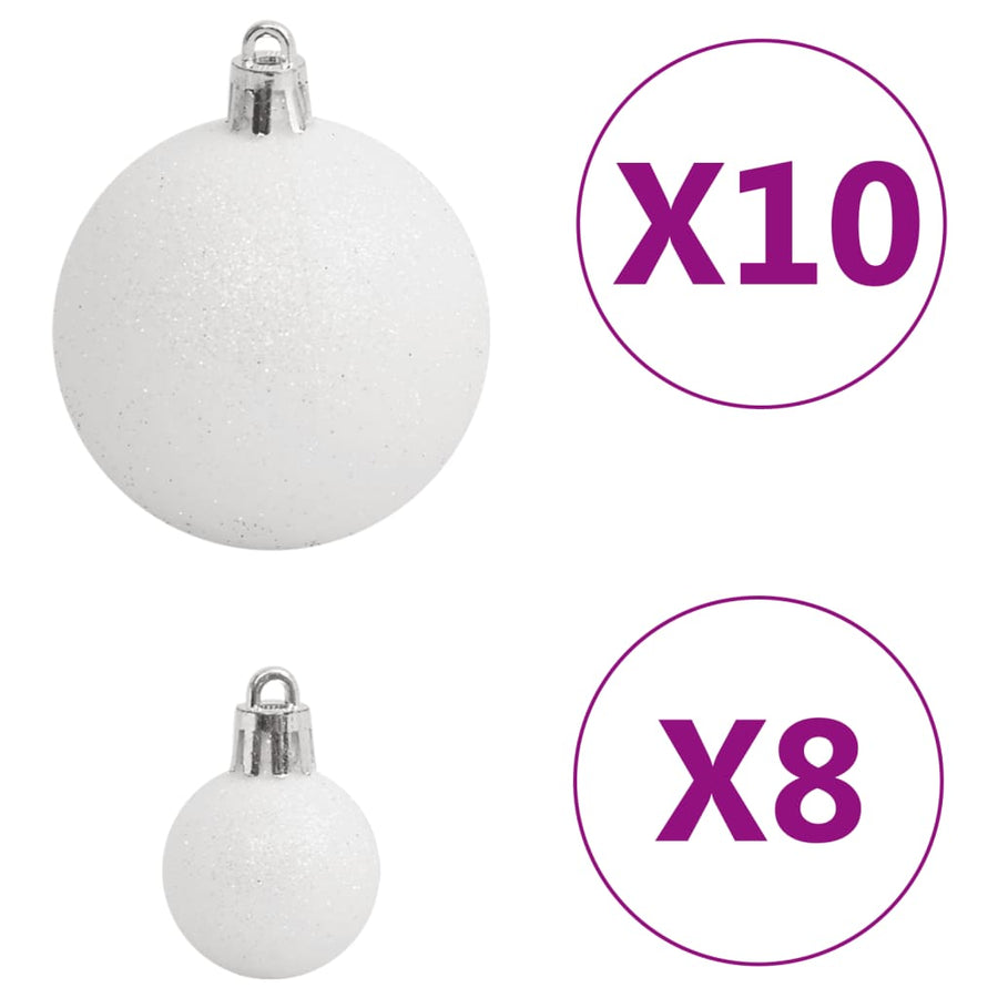 111-Delige Kerstballenset Polystyreen Wit En Grijs