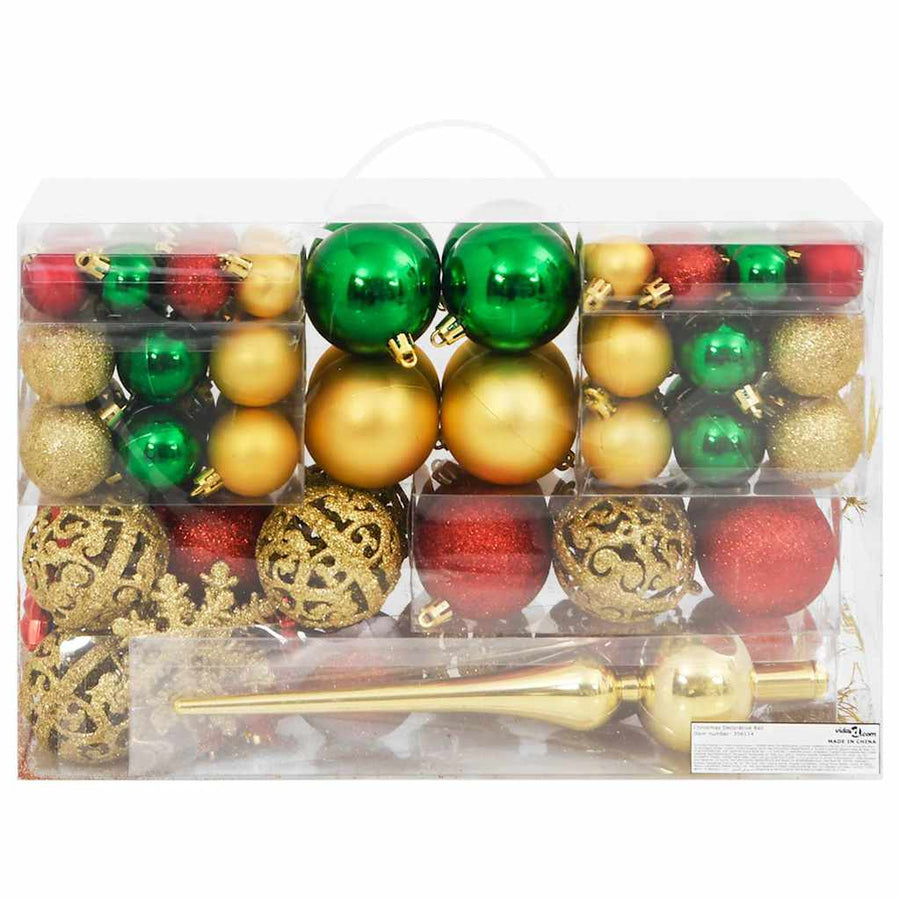 112-Delige Kerstballenset Polystyreen Rood Groen En Goudkleurig Multikleur
