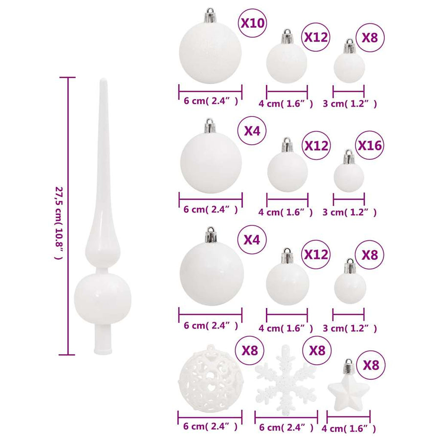 111-Delige Kerstballenset Polystyreen Wit