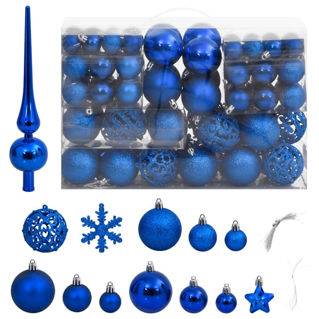 111-delige Kerstballenset polystyreen blauw Blauw