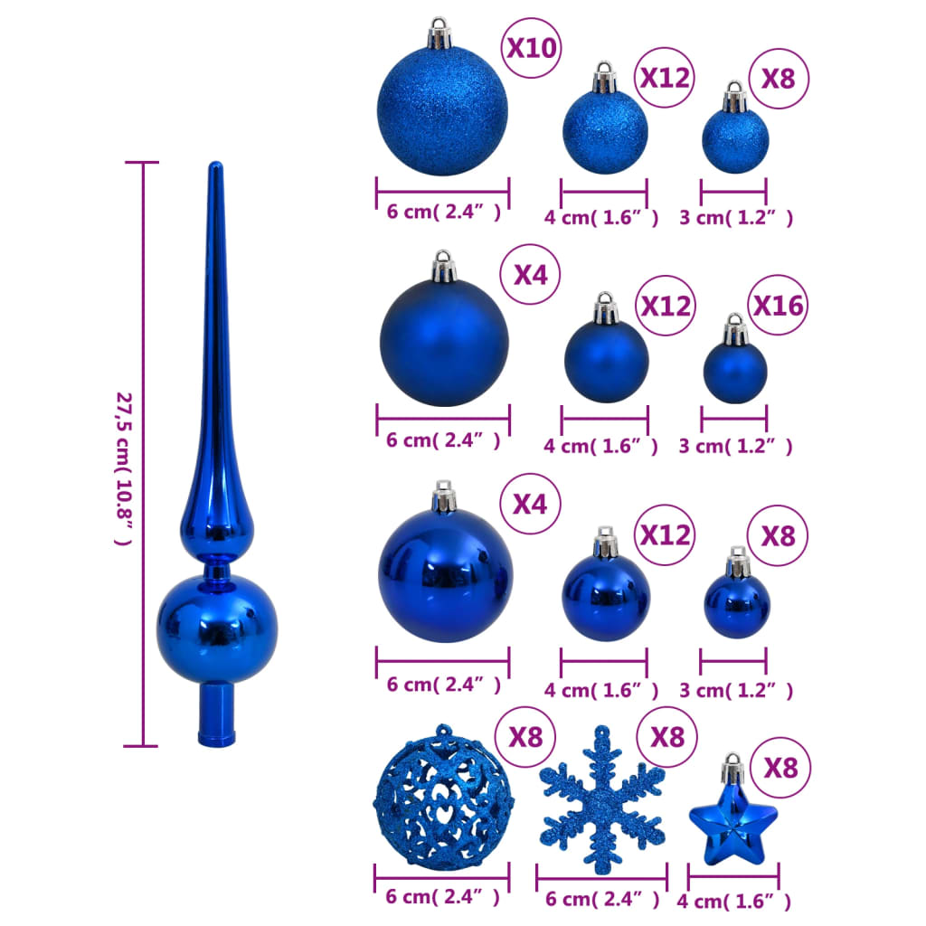 111-Delige Kerstballenset Polystyreen Blauw