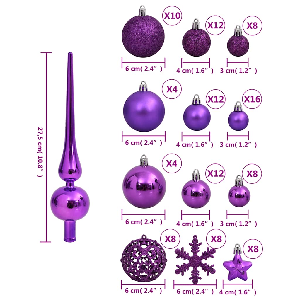 111-Delige Kerstballenset Polystyreen Paars