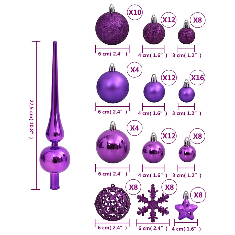 111-Delige Kerstballenset Polystyreen Paars
