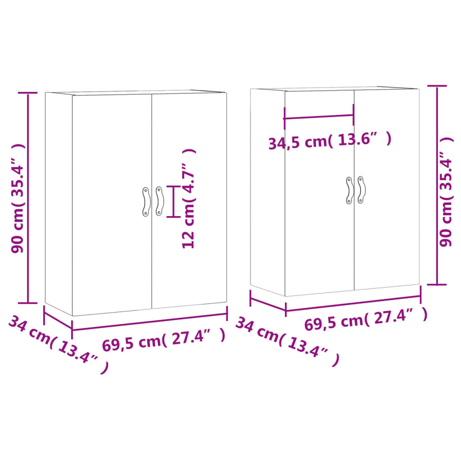Hangkasten 2 St 69,5X34X90 Cm Betongrijs