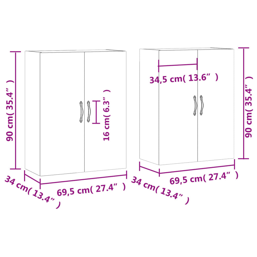 Hangkasten 69,5X34X90 Cm 2 Betongrijs
