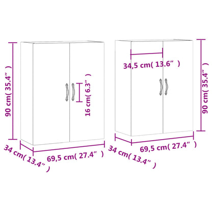 Hangkasten 69,5X34X90 Cm Eikenkleurig 2 Grijs sonoma