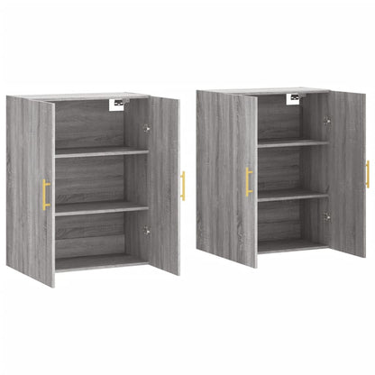 Hangkasten 2 St 69,5X34X90 Cm Grijs Sonoma Eikenkleurig