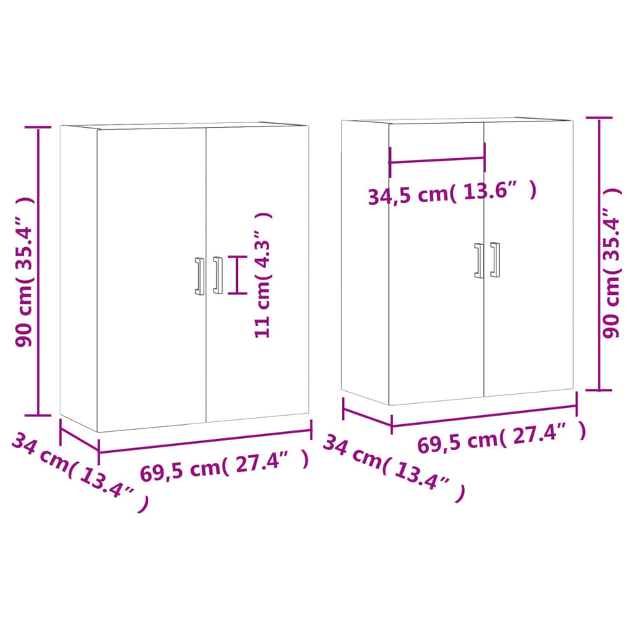 Hangkasten 69,5X34X90 Cm 2 Betongrijs