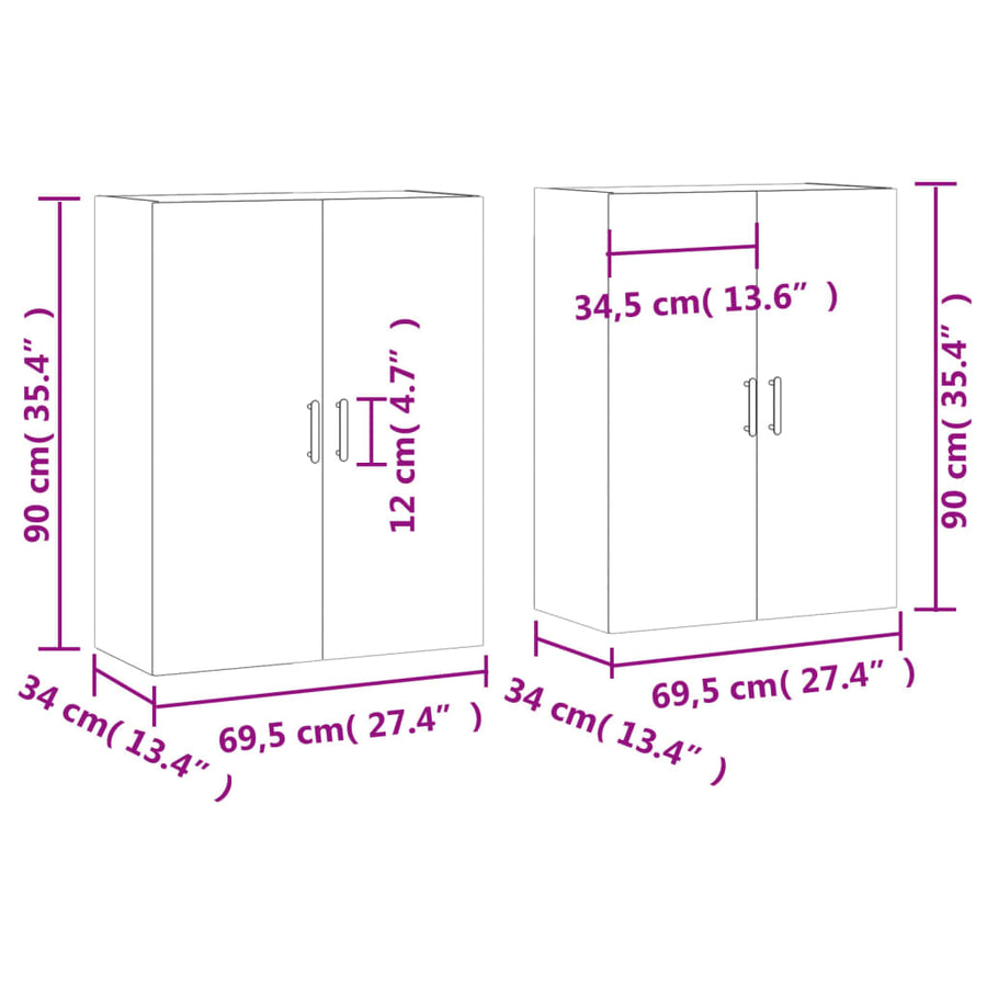 Hangkasten 69,5X34X90 Cm Kleurig 2 Sonoma eiken