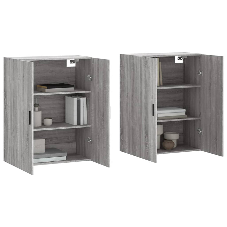 Hangkasten 2 St 69,5X34X90 Cm Grijs Sonoma Eikenkleurig