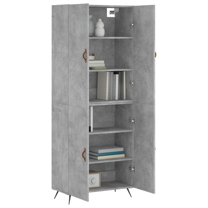 Hoge Kast 69,5X34X180 Cm Bewerkt Hout Betongrijs