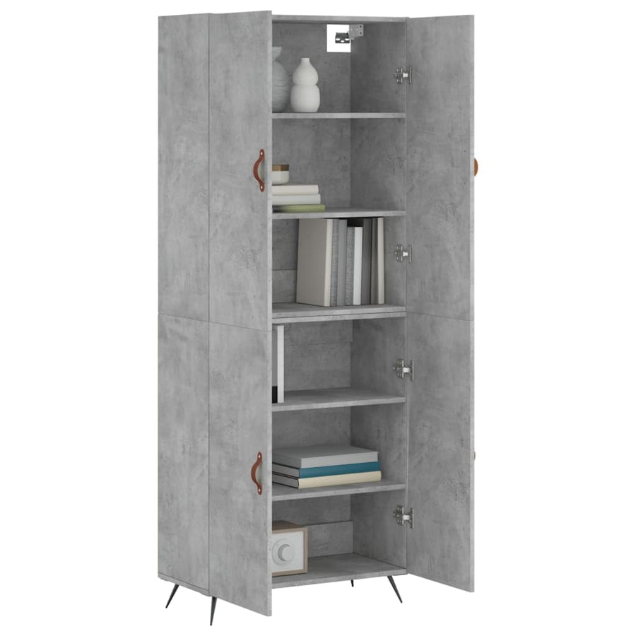 Hoge Kast 69,5X34X180 Cm Bewerkt Hout Betongrijs