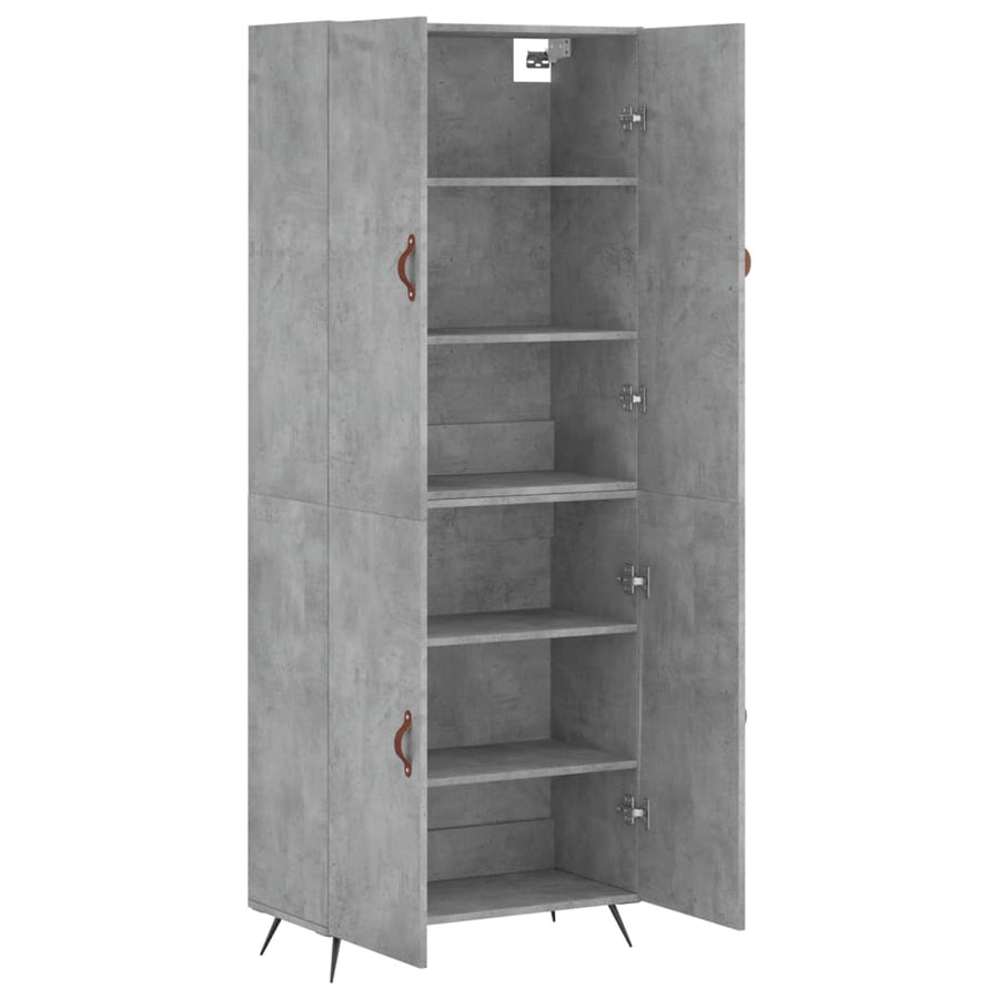 Hoge Kast 69,5X34X180 Cm Bewerkt Hout Betongrijs