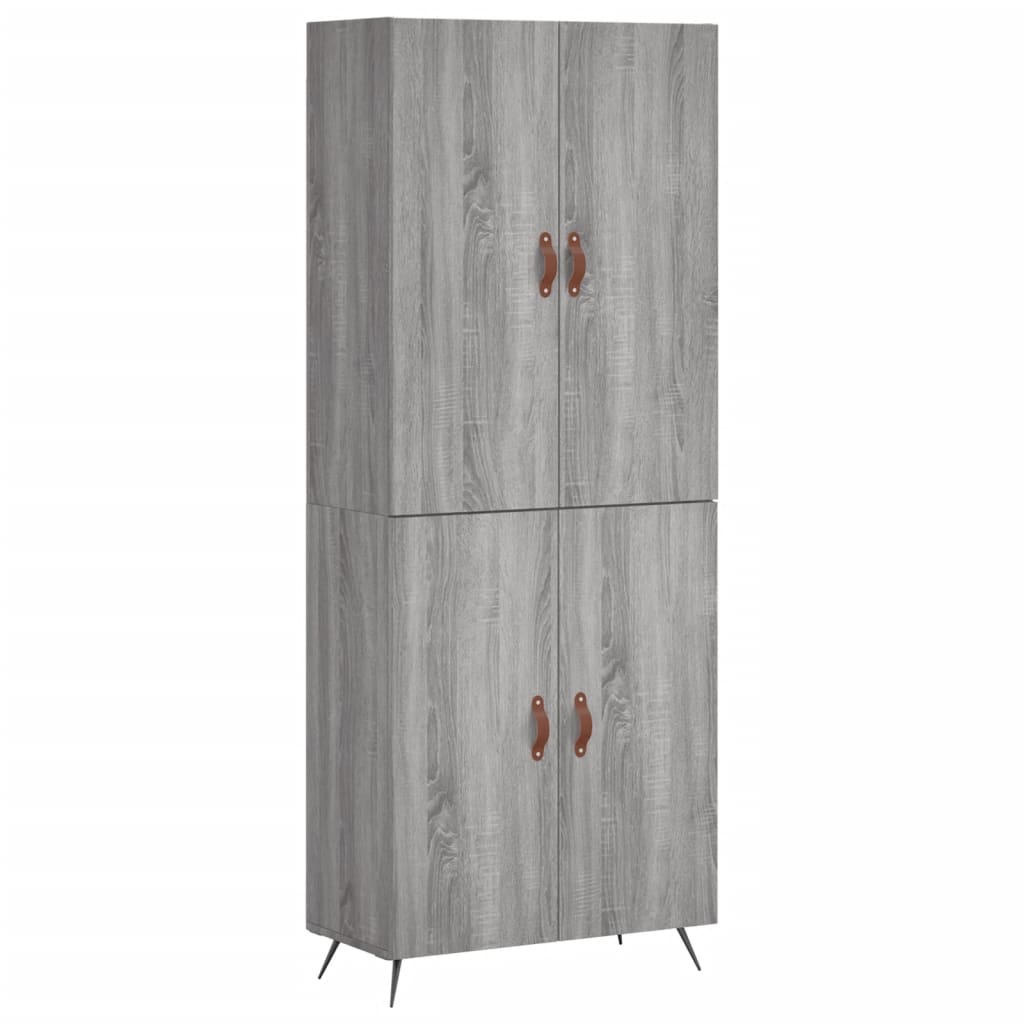 Hoge Kast 69,5X34X180 Cm Bewerkt Hout Eikenkleurig Grijs sonoma