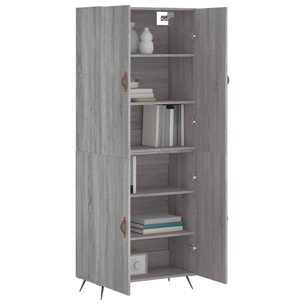 Hoge Kast 69,5X34X180 Cm Bewerkt Hout Eikenkleurig Grijs sonoma
