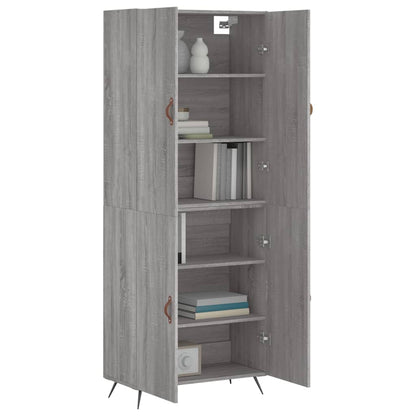 Hoge Kast 69,5X34X180 Cm Bewerkt Hout Eikenkleurig Grijs sonoma