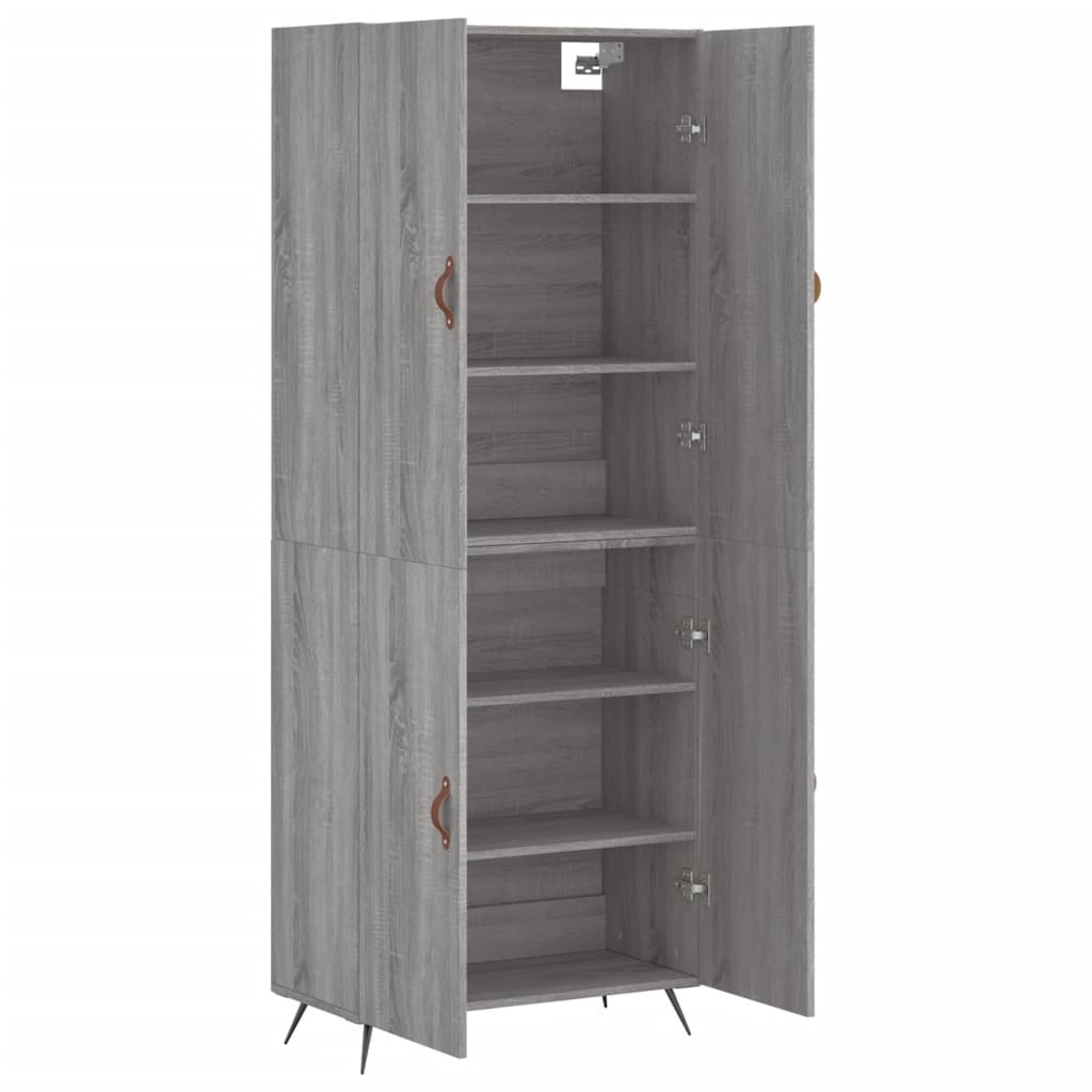 Hoge Kast 69,5X34X180 Cm Bewerkt Hout Eikenkleurig Grijs sonoma