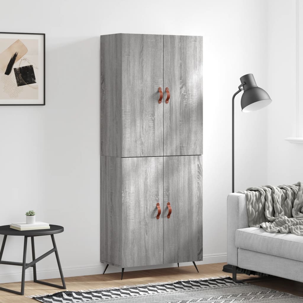 Hoge Kast 69,5X34X180 Cm Bewerkt Hout Eikenkleurig Grijs sonoma