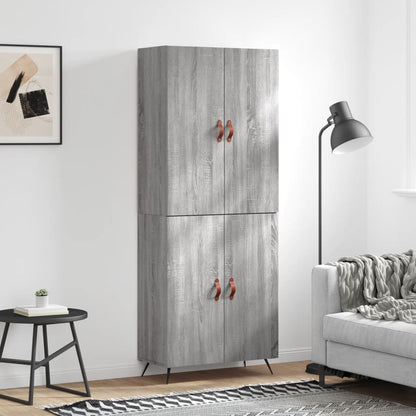 Hoge Kast 69,5X34X180 Cm Bewerkt Hout Eikenkleurig Grijs sonoma